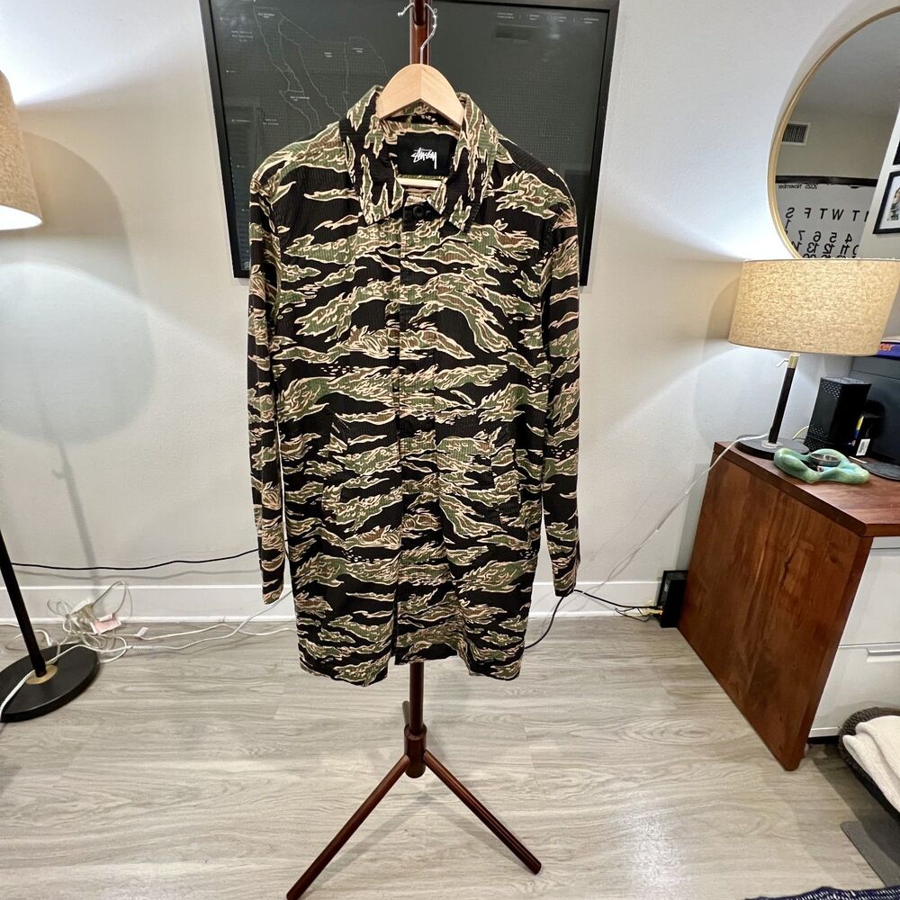 Stussy - Tiger Camo Seersucker Mac (#115347)  - Black, Green